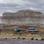 <p align="left">La partie du "Painted desert" au sud de l'autoroute I-40 offre des tons de bleus alors que dans la partie nord, ils sont rouges.