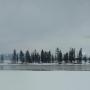 Le lac Yellowstone, encore gelé en bonne partie