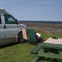 <p align=left>Cinq jours au camping Capitaine Homard, Sainte-Flavie. 35$ mais plus au bord du fleuve, difficile à battre.
